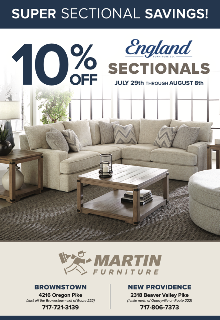 10% off England Furniture sectionals sale at Martin Furniture.